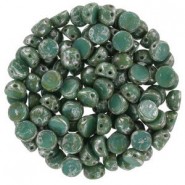 Czech 2-hole Cabochon beads 6mm Jade Picasso 63130